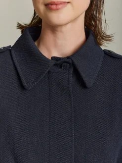 Black Wool Tricotine Trench Coat<agnès b. Hot