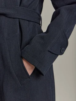 Black Wool Tricotine Trench Coat<agnès b. Hot
