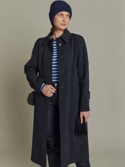 Black Wool Tricotine Trench Coat<agnès b. Hot