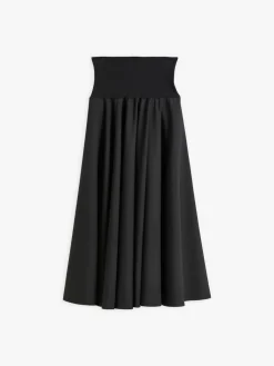 Black Worsted Wool Tabou Long Skirt<agnès b. New