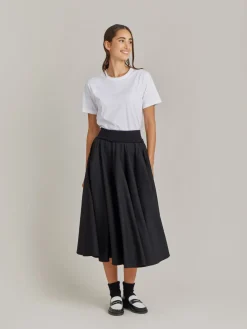 Black Worsted Wool Tabou Long Skirt<agnès b. New