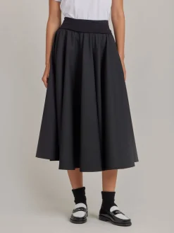 Black Worsted Wool Tabou Long Skirt<agnès b. New