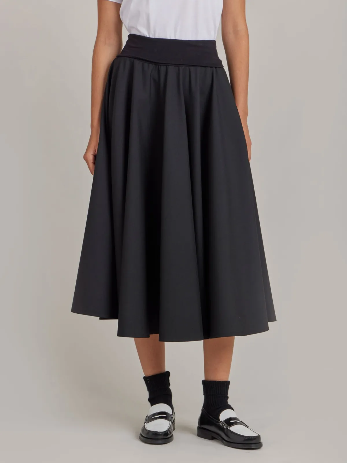 Black Worsted Wool Tabou Long Skirt<agnès b. New
