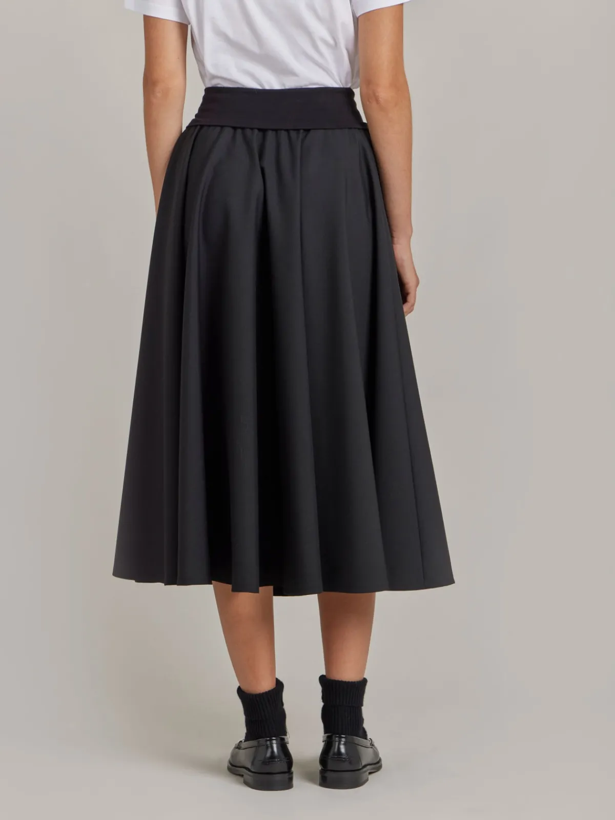 Black Worsted Wool Tabou Long Skirt<agnès b. New