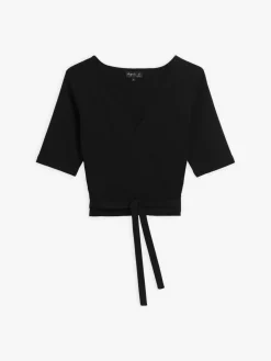 Black Wrap-over Zenith Cotton Top<agnès b. Flash Sale