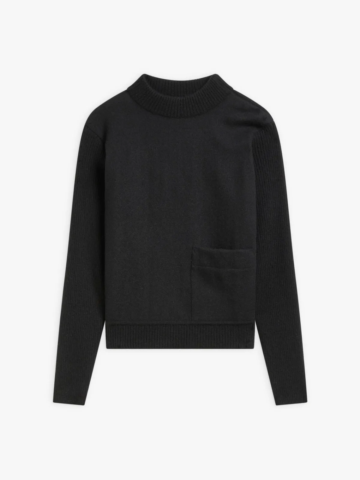 Black Yak Wool Pocket Sweater<agnès b. Fashion