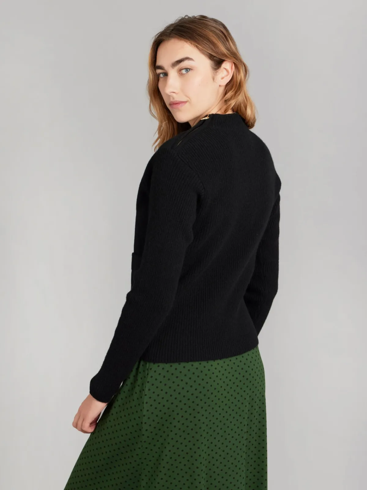 Black Yak Wool Pocket Sweater<agnès b. Fashion