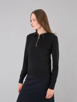 Black Zip Cotton Sweatshirt<agnès b. Outlet