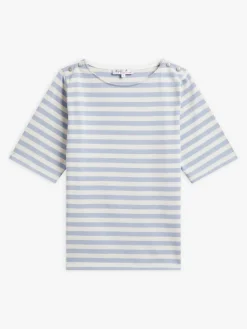 Blue And White Cotton Striped Cancale T-shirt<agnès b. Cheap
