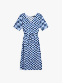 Blue Blue Cotton Geometric Print Fée Dress<agnès b. Outlet