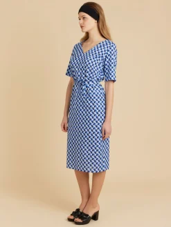 Blue Blue Cotton Geometric Print Fée Dress<agnès b. Outlet