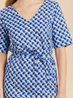 Blue Blue Cotton Geometric Print Fée Dress<agnès b. Outlet