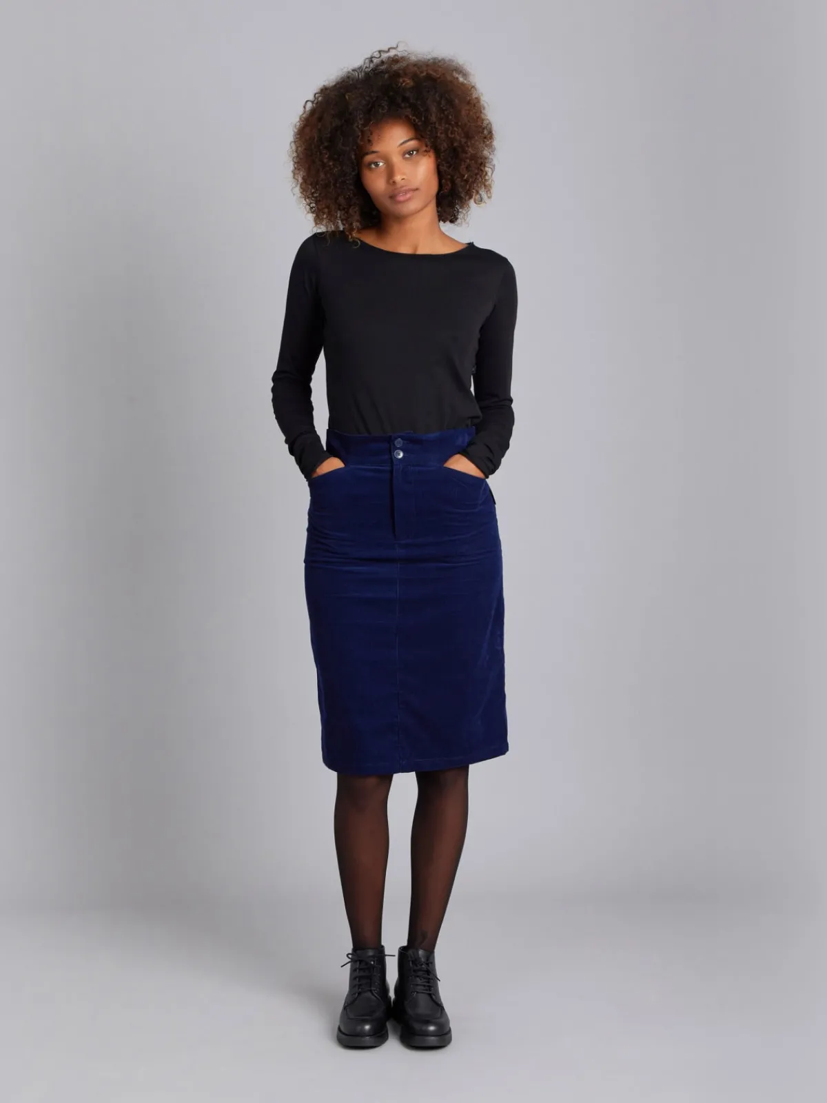 Blue Cotton Corduroy Skirt<agnès b. Outlet