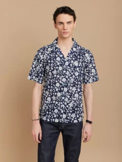 Blue Cotton Floral Print Magnum Shirt<agnès b. Best Sale