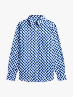 Blue Cotton Geometric Print Andy Shirt<agnès b. Best