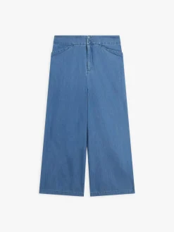 Blue Cotton High-waisted Cropped Pants<agnès b. Best