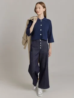 Blue Cotton Lolotte Cardigan<agnès b. Fashion