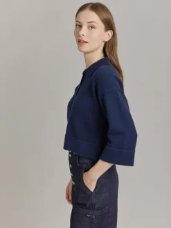 Blue Cotton Lolotte Cardigan<agnès b. Fashion