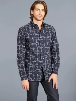 Blue Cotton Long-sleeve Thomas Shirt<agnès b. New