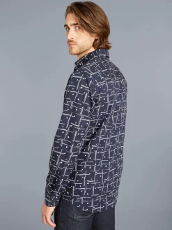 Blue Cotton Long-sleeve Thomas Shirt<agnès b. New