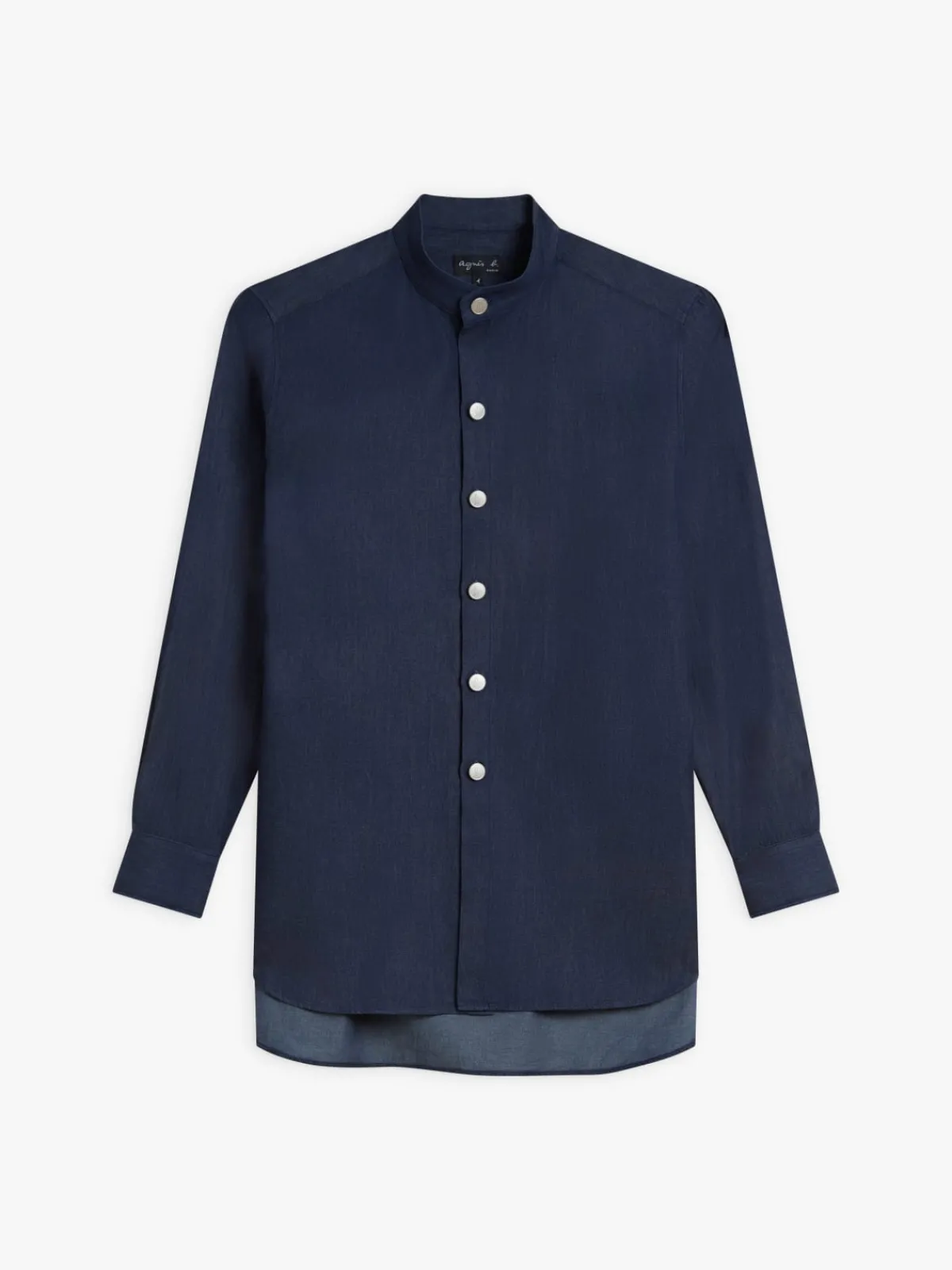 Blue Cotton Officer Collar Shirt<agnès b. Outlet