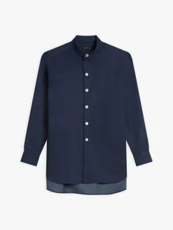 Blue Cotton Officer Collar Shirt<agnès b. Outlet