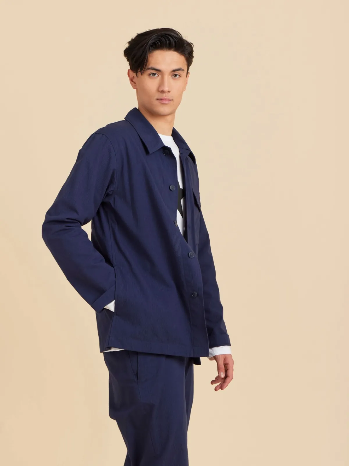 Blue Cotton Overshirt<agnès b. Outlet