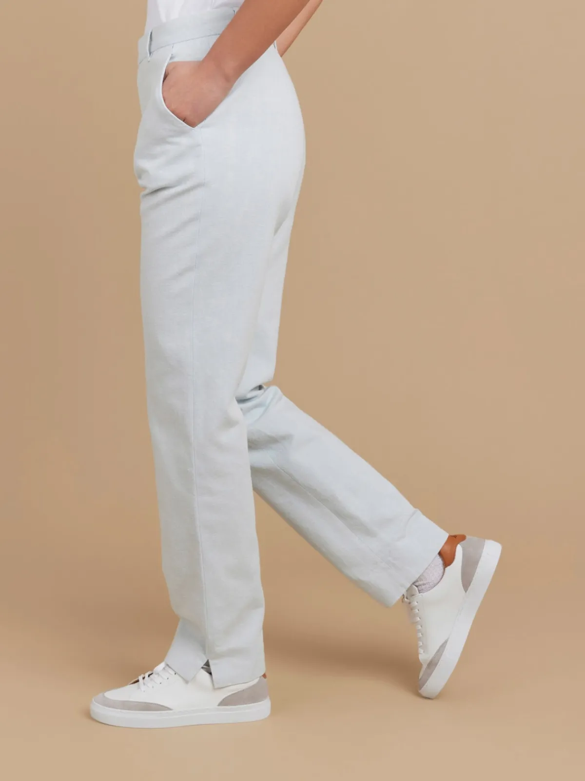 Blue Cotton Straight Fergie Pants<agnès b. Flash Sale
