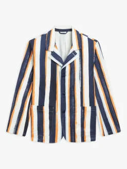 Blue Cotton Striped Camisa Jacket<agnès b. Discount
