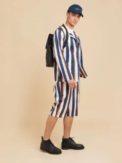 Blue Cotton Striped Camisa Jacket<agnès b. Discount