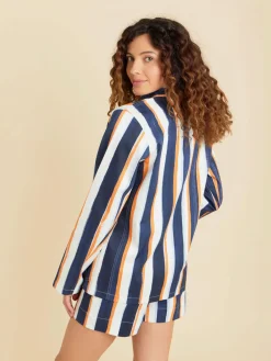 Blue Cotton Striped Suhou Jacket<agnès b. Shop