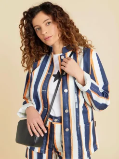Blue Cotton Striped Suhou Jacket<agnès b. Shop