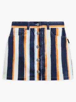Blue Cotton Vertical Stripes Mini Skirt<agnès b. Discount