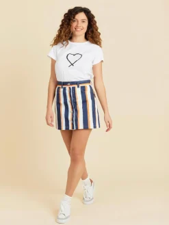 Blue Cotton Vertical Stripes Mini Skirt<agnès b. Discount