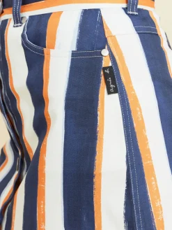 Blue Cotton Vertical Stripes Mini Skirt<agnès b. Discount