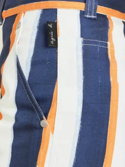 Blue Cotton Vertical Stripes Mini Shorts<agnès b. Outlet