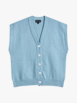 Blue Cotton Vest Cardigan<agnès b. Discount