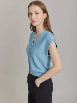 Blue Cotton Vest Cardigan<agnès b. Discount