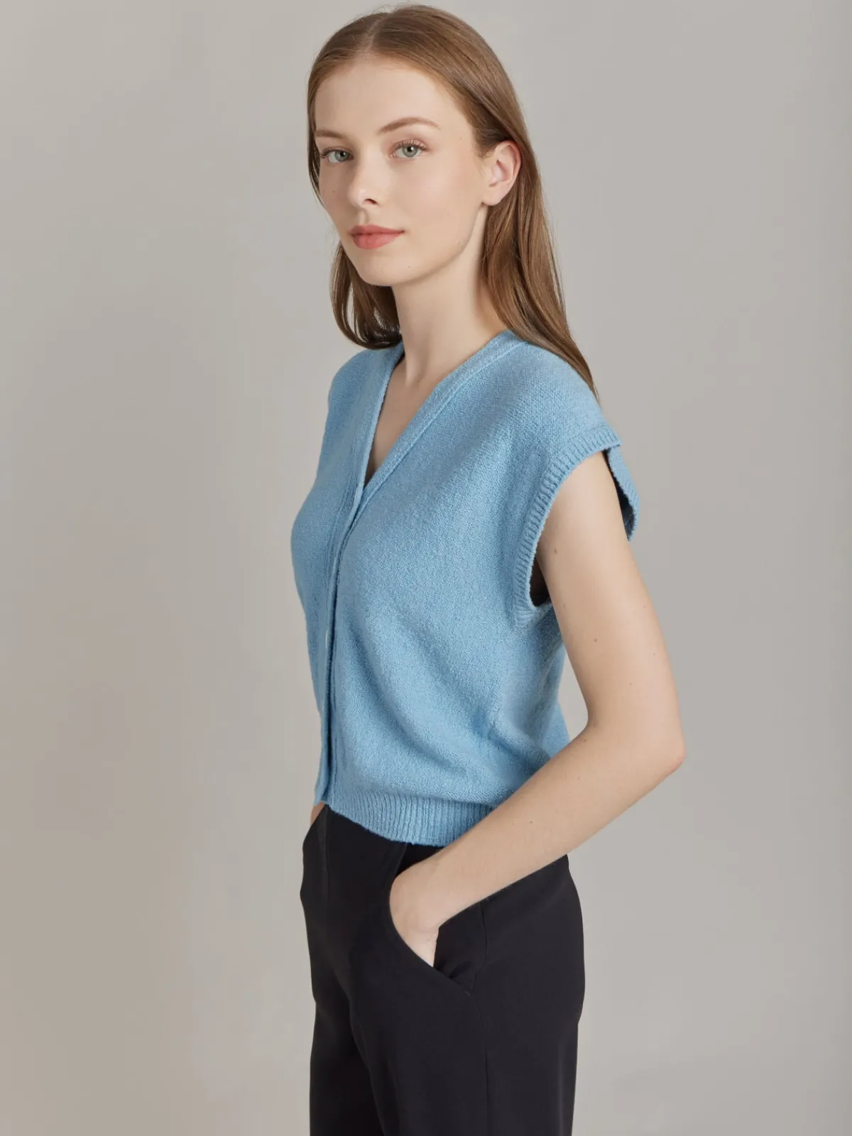 Blue Cotton Vest Cardigan<agnès b. Discount