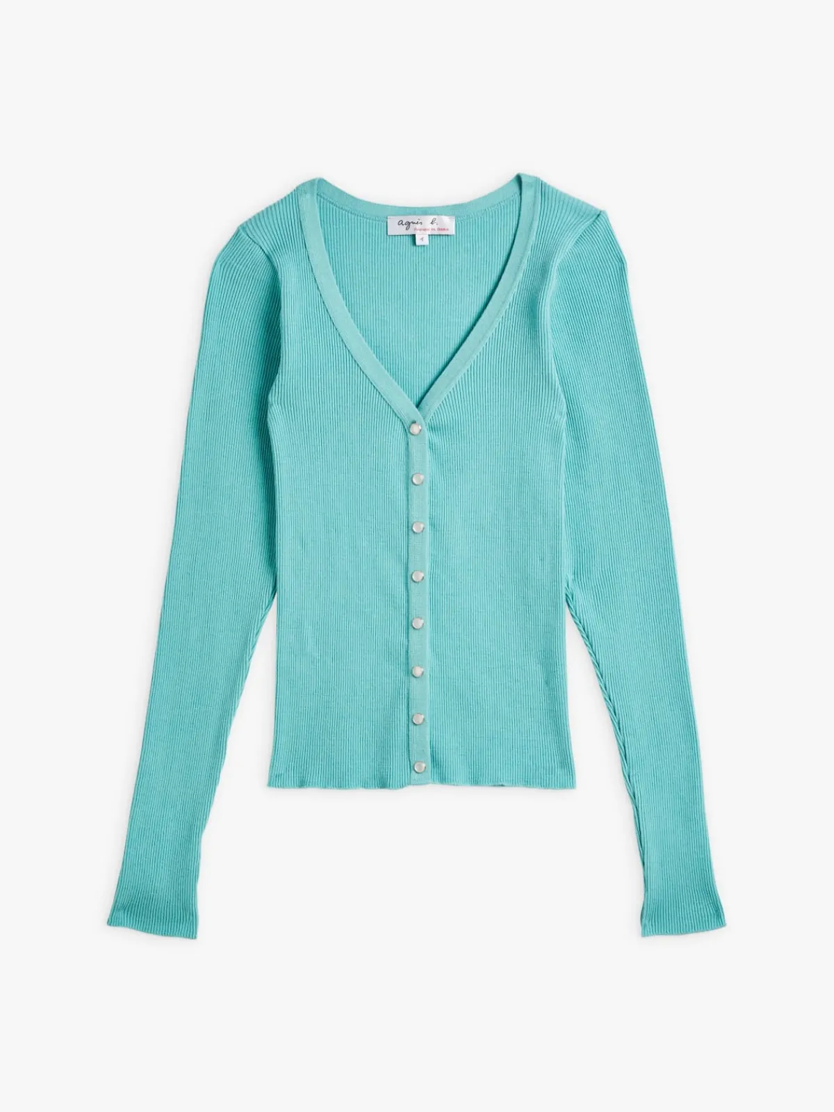 Blue Cotton V-neck Snap Cardigan<agnès b. Online