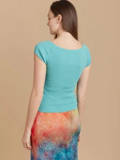 Blue Cotton 2x2 Rib Ovation T-shirt<agnès b. Best Sale