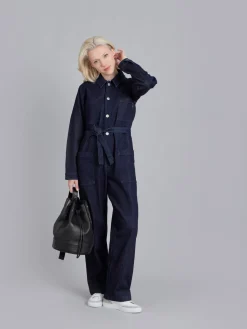 Blue Cotton Bow Jumpsuit<agnès b. Store