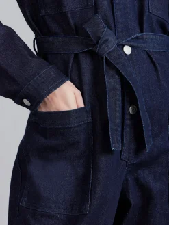 Blue Cotton Bow Jumpsuit<agnès b. Store