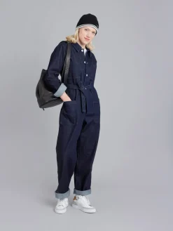 Blue Cotton Bow Jumpsuit<agnès b. Store