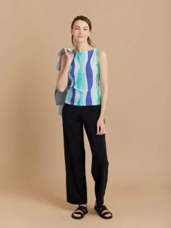 Blue Jersey Waves Print Léopard Top<agnès b. Fashion