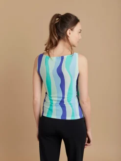 Blue Jersey Waves Print Léopard Top<agnès b. Fashion