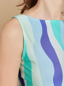 Blue Jersey Waves Print Léopard Top<agnès b. Fashion