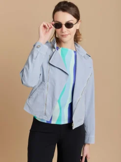 Blue Jersey Waves Print Léopard Top<agnès b. Fashion