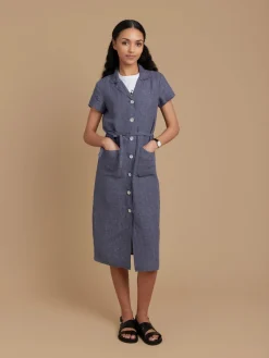 Blue Linen Liseron Dress<agnès b. Discount