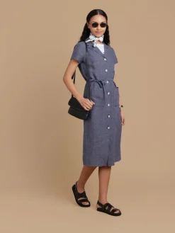 Blue Linen Liseron Dress<agnès b. Discount
